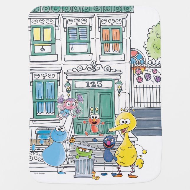 Sesame Pals Doodley Graphic Baby Blanket (Front)