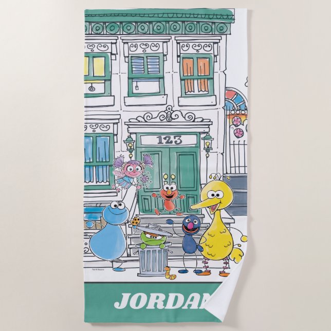 Sesame Pals Doodley Graphic Beach Towel (Front)