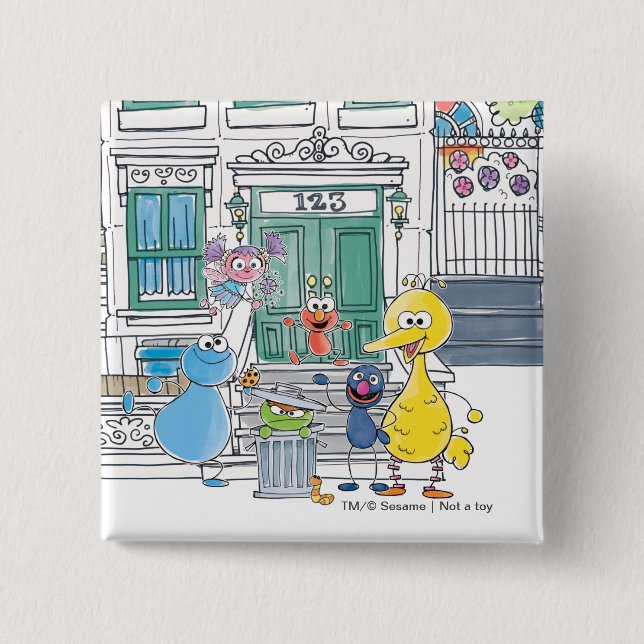Sesame Pals Doodley Graphic Button (Front)