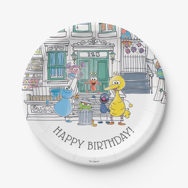 Sesame Pals Doodley Graphic Paper Plates (Front)