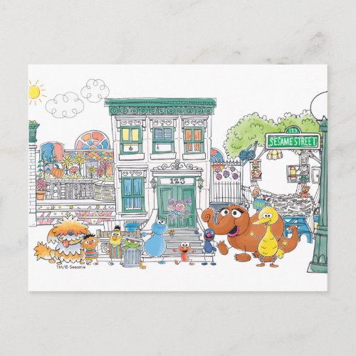 Sesame Pals Doodley Graphic Postcard