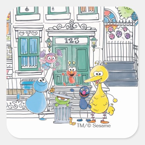 Sesame Pals Doodley Graphic Square Sticker