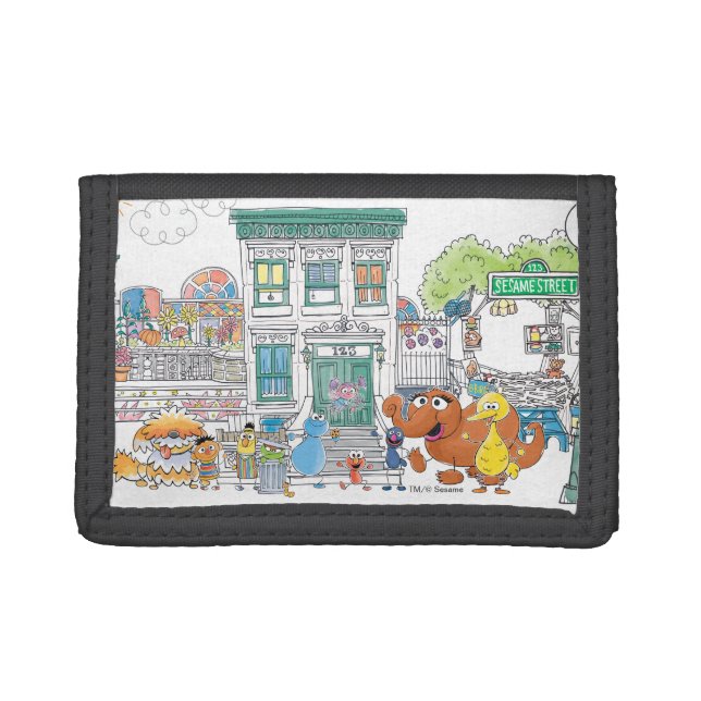 Sesame Pals Doodley Graphic Trifold Wallet (Front)