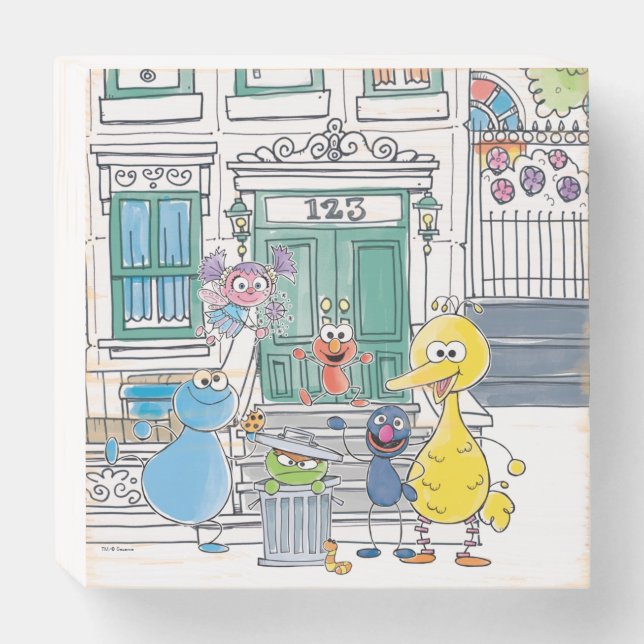 Sesame Pals Doodley Graphic Wooden Box Sign (Front Horizontal)