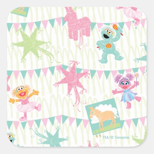 Sesame Pals Piata Party Pattern Square Sticker