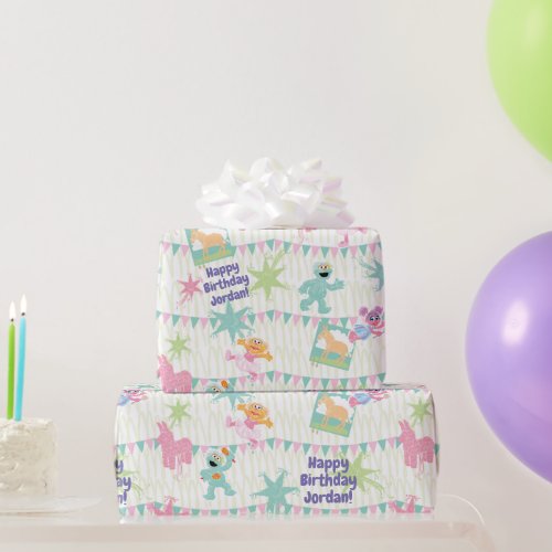 Sesame Pals Piata Party Pattern Wrapping Paper