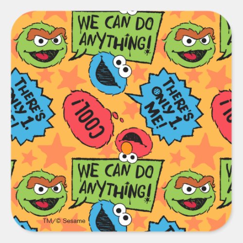 Sesame Pals Positivity Callout Pattern Square Sticker