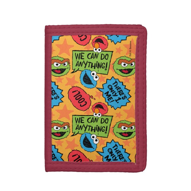 Sesame Pals Positivity Callout Pattern Trifold Wallet (Front Vertical)