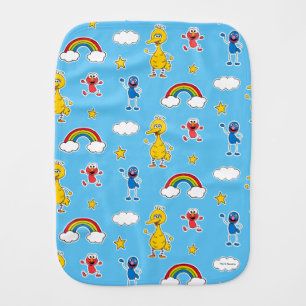 Sesame Pals Rainbow Doodley Pattern Baby Burp Cloth