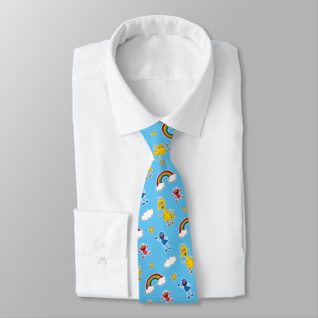 Sesame Pals Rainbow Doodley Pattern Neck Tie (Tied)