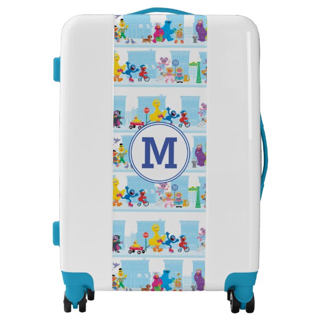 Sesame Pals Walking Along Sesame Street Pattern Luggage (Front)