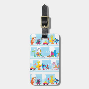 Sesame Pals Walking Along Sesame Street Pattern Luggage Tag