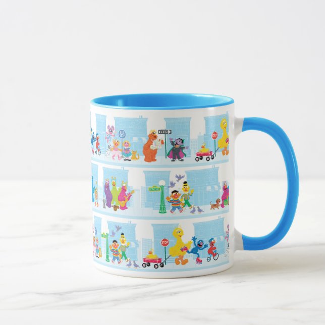 Sesame Pals Walking Along Sesame Street Pattern Mug (Right)