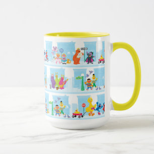 Sesame Pals Walking Along Sesame Street Pattern Mug