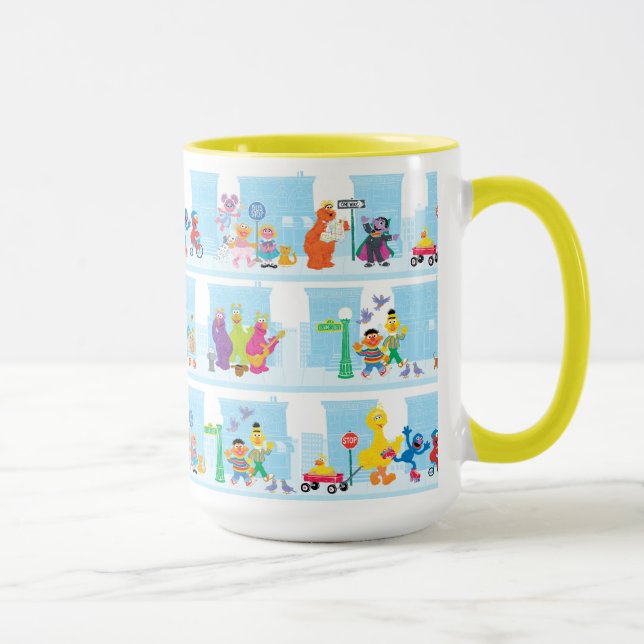 Sesame Pals Walking Along Sesame Street Pattern Mug (Right)