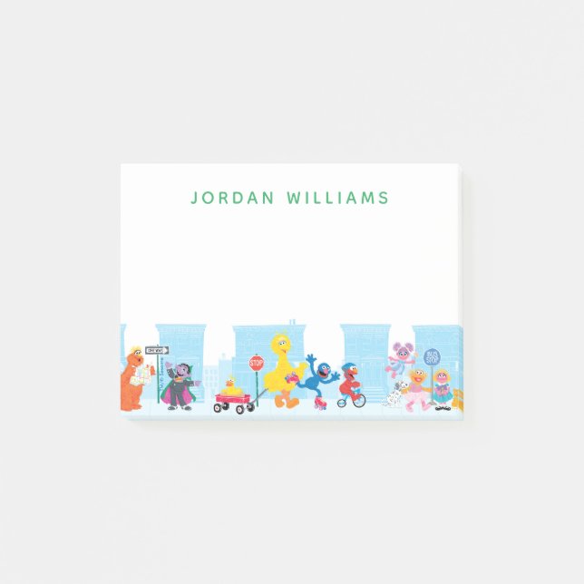 Sesame Pals Walking Along Sesame Street Pattern Post-it Notes (Front)