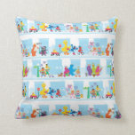 Sesame Pals Walking Along Sesame Street Pattern Throw Pillow