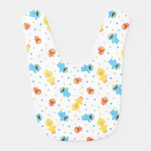 Sesame Pals White Polka Dot Pattern Baby Bib