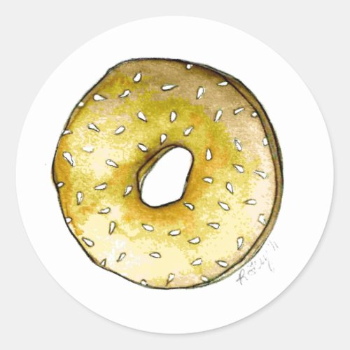 Sesame Seed Bagel New York City NYC Deli Breakfast Classic Round Sticker