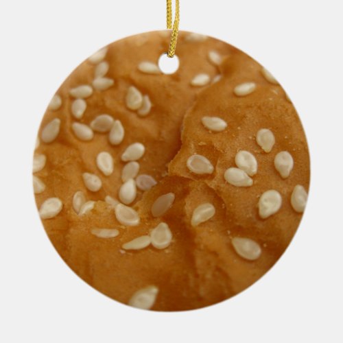 sesame seed hamburger bun ceramic ornament