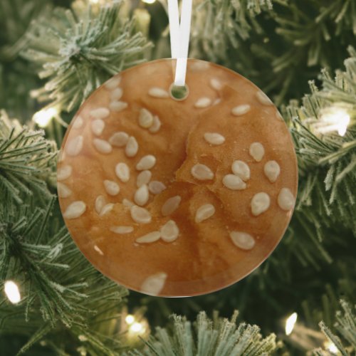 Sesame seed hamburger bun  glass ornament