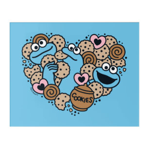 Sesame Sesame Cookie Monster Doodle Heart Acrylic Print