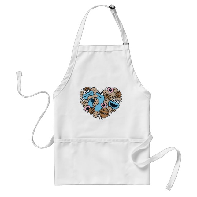 Sesame Sesame | Cookie Monster Doodle Heart Adult Apron (Front)