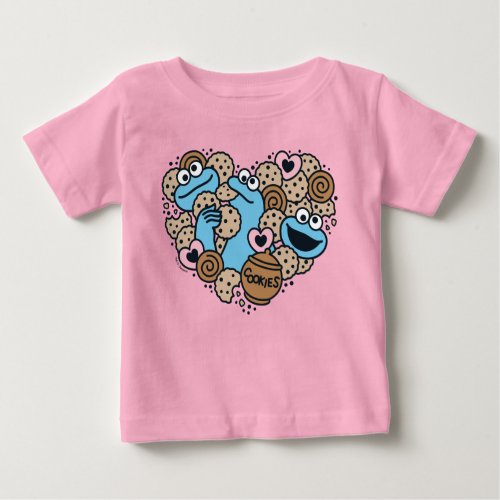 Sesame Sesame  Cookie Monster Doodle Heart Baby T_Shirt