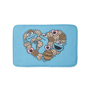 Sesame Sesame   Cookie Monster Doodle Heart Bath Mat