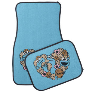 Sesame Sesame   Cookie Monster Doodle Heart Car Floor Mat