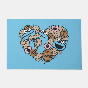 Sesame Sesame   Cookie Monster Doodle Heart Doormat