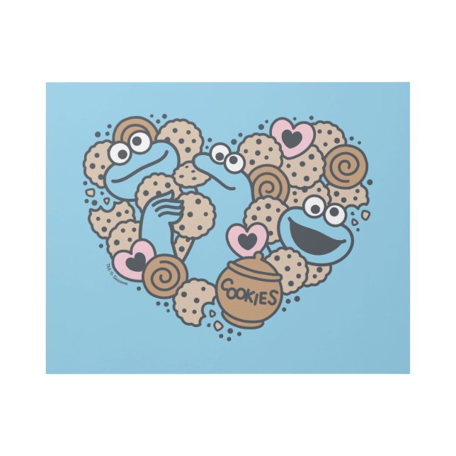 Sesame Sesame | Cookie Monster Doodle Heart Gallery Wrap (Front)