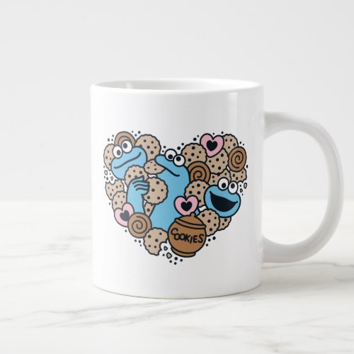 Sesame Sesame  Cookie Monster Doodle Heart Giant Coffee Mug
