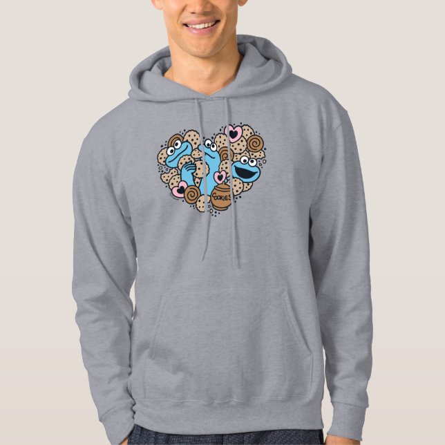 Sesame Sesame | Cookie Monster Doodle Heart Hoodie (Front)