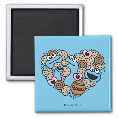 Sesame Sesame  Cookie Monster Doodle Heart Magnet