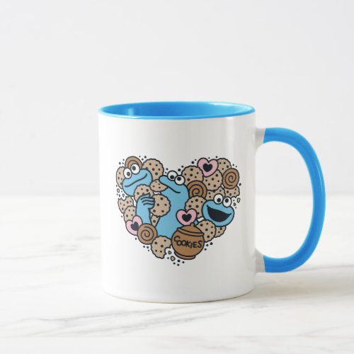 Sesame Sesame  Cookie Monster Doodle Heart Mug