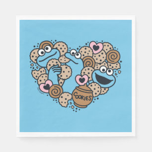 Sesame Sesame Cookie Monster Doodle Heart Napkins