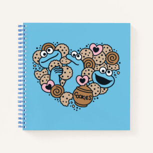 Sesame Sesame Cookie Monster Doodle Heart Notebook