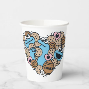 Sesame Sesame Cookie Monster Doodle Heart Paper Cups