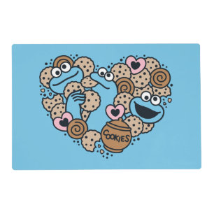 Sesame Sesame Cookie Monster Doodle Heart Placemat