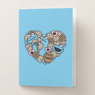 Sesame Sesame Cookie Monster Doodle Heart Pocket Folder