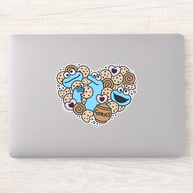 Sesame Sesame | Cookie Monster Doodle Heart Sticker (Computer)