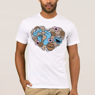 Sesame Sesame Cookie Monster Doodle Heart T-Shirt
