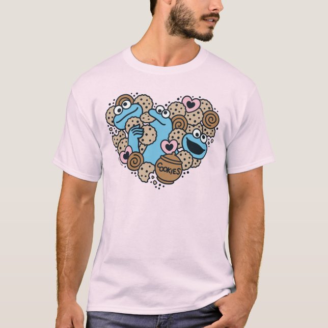 Sesame Sesame | Cookie Monster Doodle Heart T-Shirt (Front)