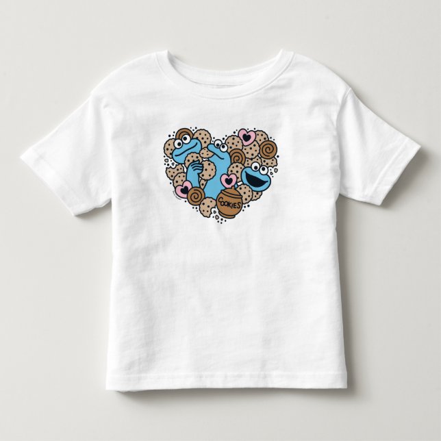 Sesame Sesame | Cookie Monster Doodle Heart Toddler T-shirt (Front)