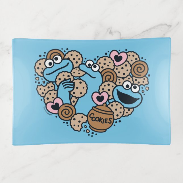 Sesame Sesame | Cookie Monster Doodle Heart Trinket Tray (Front)