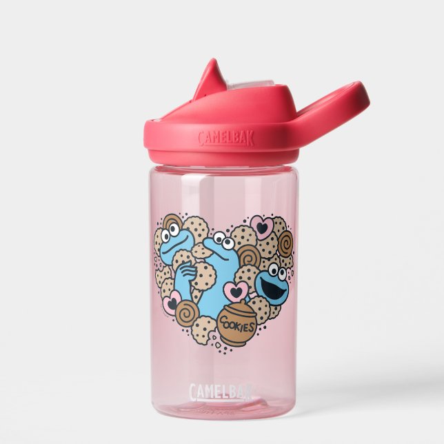 Sesame Sesame | Cookie Monster Doodle Heart Water Bottle (Left)