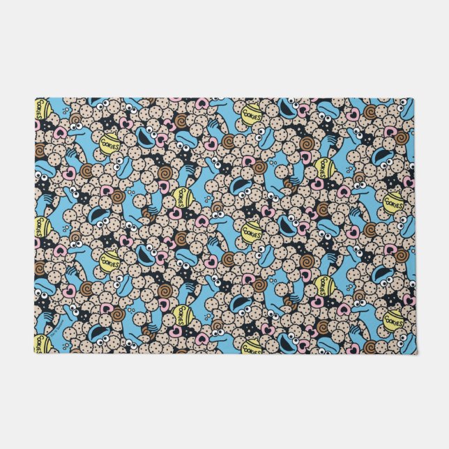 Sesame Sesame | Cookie Monster Doodle Pattern Doormat (Front)