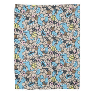 Sesame Sesame Cookie Monster Doodle Pattern Duvet Cover