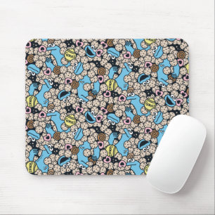 Sesame Sesame Cookie Monster Doodle Pattern Mouse Pad